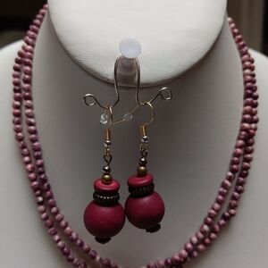 Insraration Jasper with Pink and Gold Beaded Earrings